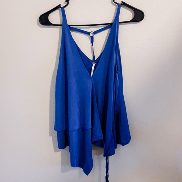Free People Cobalt Blue Babe Town Strappy Wrap Front Tank - Picture 5 of 7